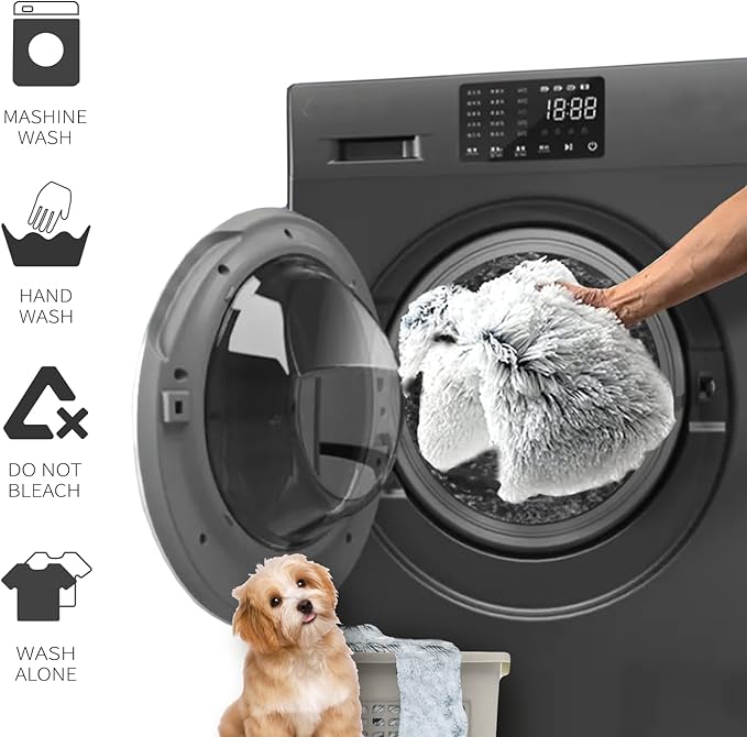 Dogs/Cats Bed Mats, Dog Pad Washable Removable Couch Cover with Anti-Slip Back, Plush Long Fur Mat, Perfect for Small, Medium and Large Dogs.(Light Gray-Bubble, 52"x82")