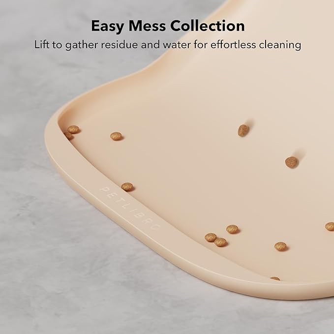 PETLIBRO Pet Food Mat for Cat & Dog, Waterproof Non-Slip Silicone Cat Food Mat for Feeder & Fountain, Dog Food Mat for Bowl & Waterer, Raised Edge Spill Protection Floor, Cove Feeding Mat 17.7"x12"