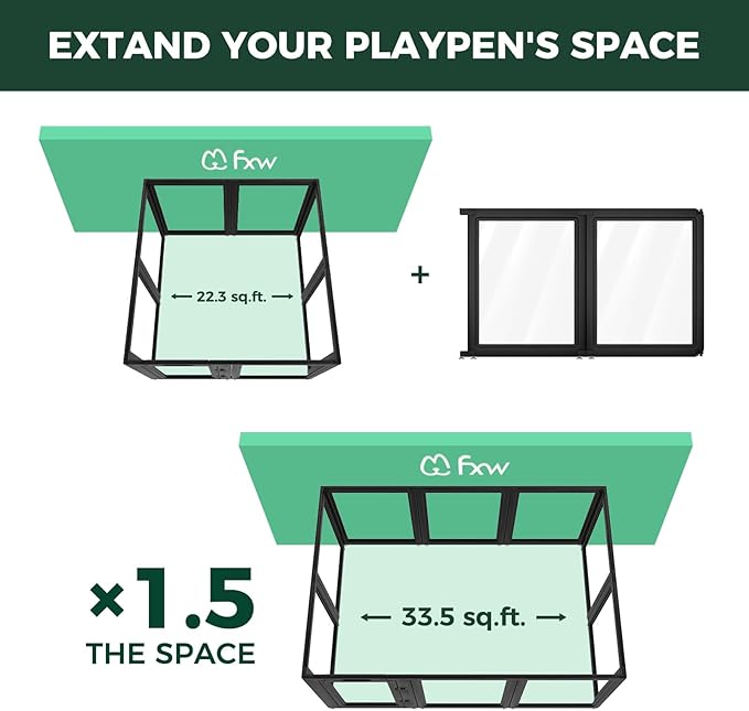 FXW AuraSpace Acrylic Indoor Dog Playpen for Medium Dogs, 35 inch, 2 Panels, Black