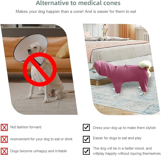 Dog Pajamas for Large Dogs,Extra Large Stretch, Suitable for Adult, Medium-Sized Dogs, Large Pet Jumpsuit Four-Legged Dog Clothes, Pet Clothing. (Red Color, 3XL-Suitable for 25-40lb)