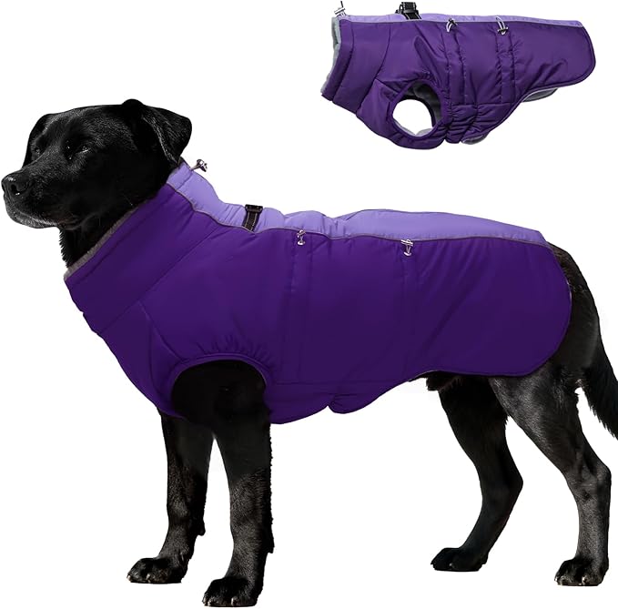 Dog Coat Winter Warm Dog Jackets for Medium Dogs Reflective Snowsuit with Harness Fleece Dogs Snow Jacket Vest Waterproof Pet Clothes for Cold Weather