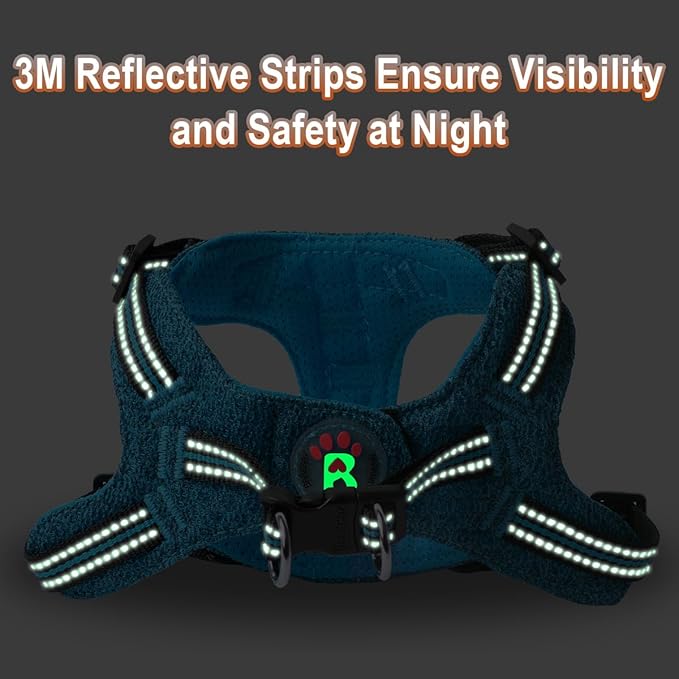 Dog Harness Step in Dog Vest Harness, Reflective Adjustable Puppy No Pull Harness Breathable Soft for Small and Medium Dogs Cats, Blue/Black, S