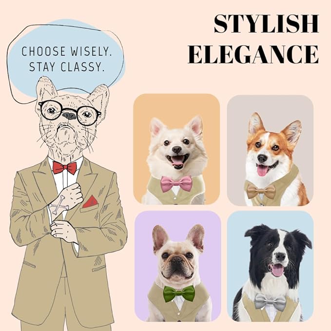 AVERYDAY Dog Tuxedo for Wedding Outfit, Dog Suit and Tie Costumes for Birthday, Halloween, Cosplay, Christmas Party, Pet Formal Wear with Bowtie, Tux for Small Dogs, Chihuahua, Bichon, Maltese, Cats