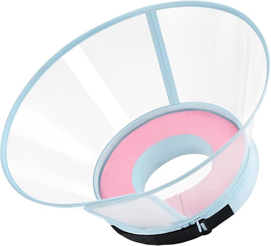 Sponge Core Dog Cone, Inflatable Dog Cone Collar Alternative, Dogs Donut Collar After Surgery, Soft Cone for Large Medium Small Dogs to Stop Licking, No Inflation Required, Clear View(Size 2, Pink)