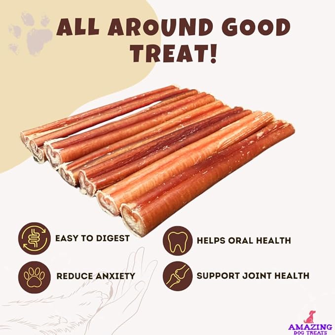 Amazing Dog Treats - 6 Inch Medium Size Bully Sticks (50 Count) - Bulk Bully Sticks for Dogs - No Hide Bully Stick Dog Bones