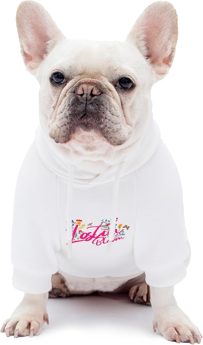 Blooming Teddy Dog Hoodie Dog Clothes Extra Warm Fleece Lining Stretchy Fit for Small Medium Large Dogs (White, XXX-Large)