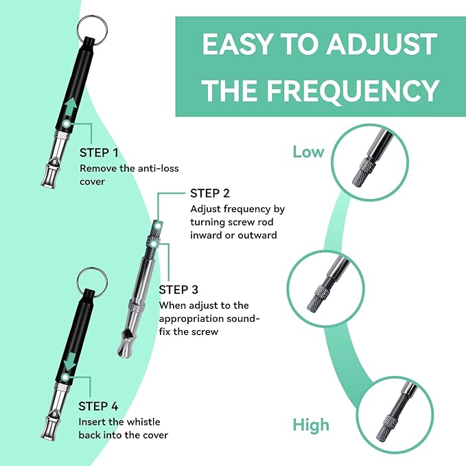 Dog Whistle - Dog Whistle Training Set, 2 Pack Adjustable Silent Whistle with Black Lanyard, Professional Stop Bark Control Tool for Dogs (Black)