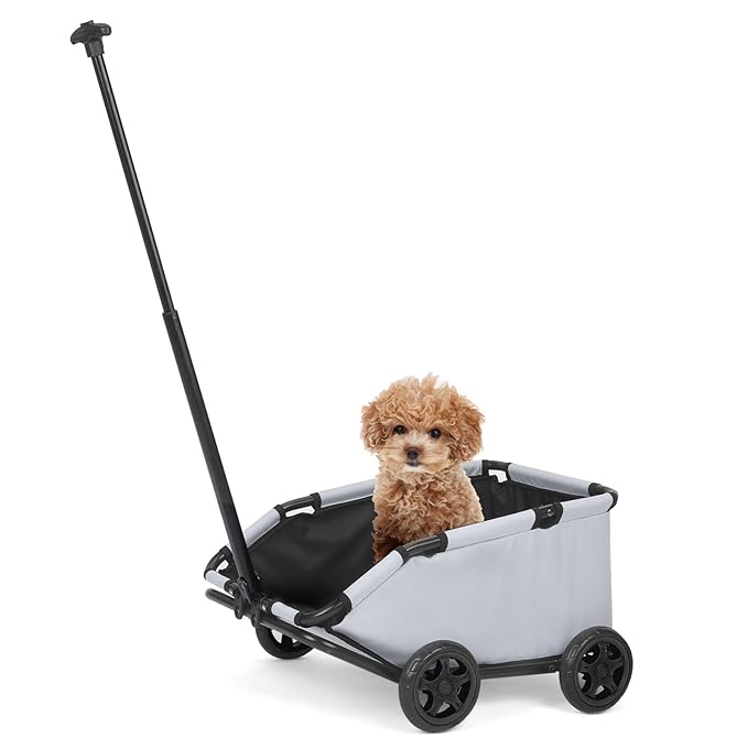 Dog Stroller 4 Wheels Folding Dog Cart Pet Stroller for Travelling Shopping Walking Playing for Small Dogs Cats (Gray)