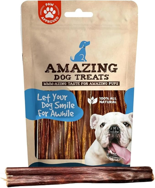 Amazing Dog Treats Gullet Sticks for Dogs - 6 Inch Beef Gullet Jerky Chews - 40 Count
