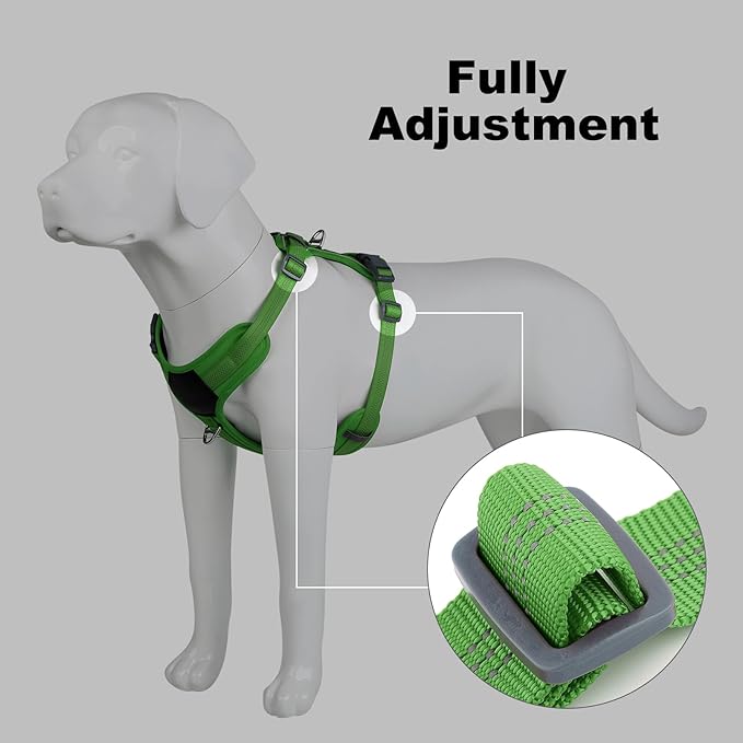 Plutus Pet No Pull Dog Harness, Release at Neck, Soft Padded, Reflective Adjustable Dog Vest Harness for Small, Medium, Large Dogs(Green, XS)