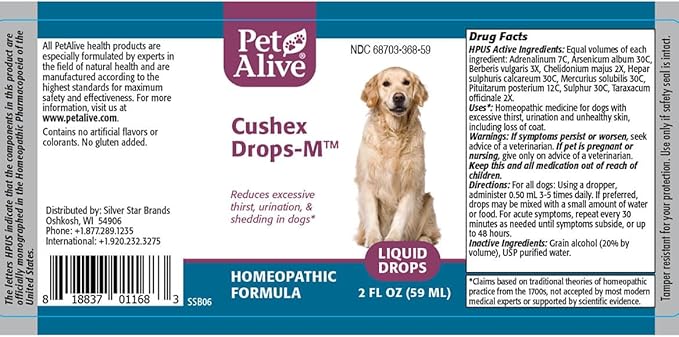 PetAlive Cushex Drops-M, Cushing's Disease Pet Supplement, 2fl oz., 59ML