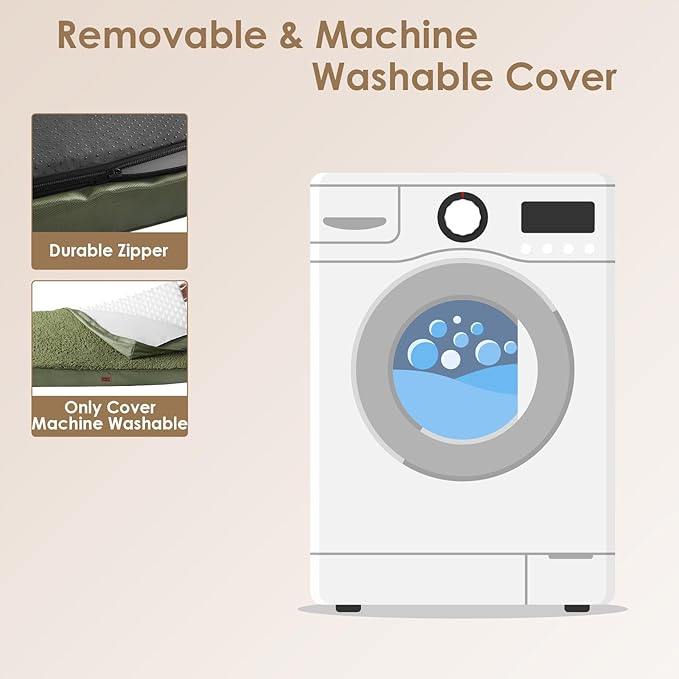 EHEYCIGA Orthopedic Dog Beds for Large Dogs with Removable Washable Cover, Dark Green, 36x27