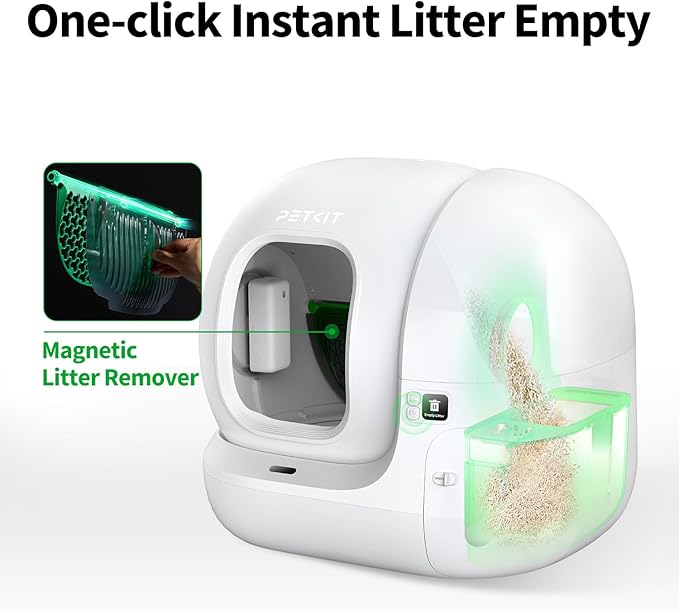 PETKIT 2025 Upgraded Automatic Cat Litter Box 2-Way Odor Remover & 20 Trash Bags,App Control Smart Robot with Anti-Scratch Inner Mat, Self-Cleaning Cat Litter Box True Integration & Structure Safety