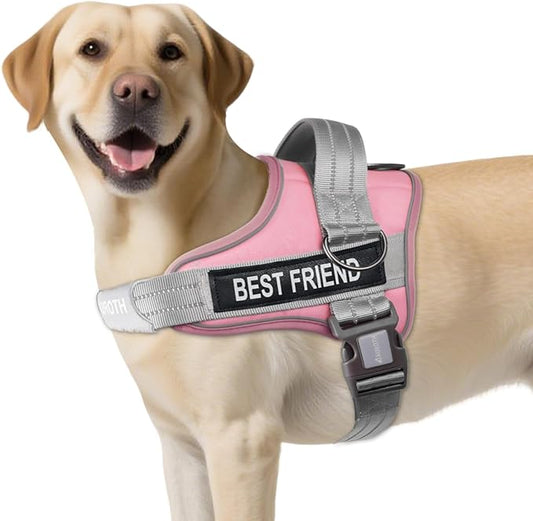 AUROTH Dog Harness No Pull Soft Padded Service Dog Vest, No Choke, Easy On Pet Vest with Handle, Adjustable Reflective Dog Harness for Small, Medium and Large Dogs, Easy Walking and Training