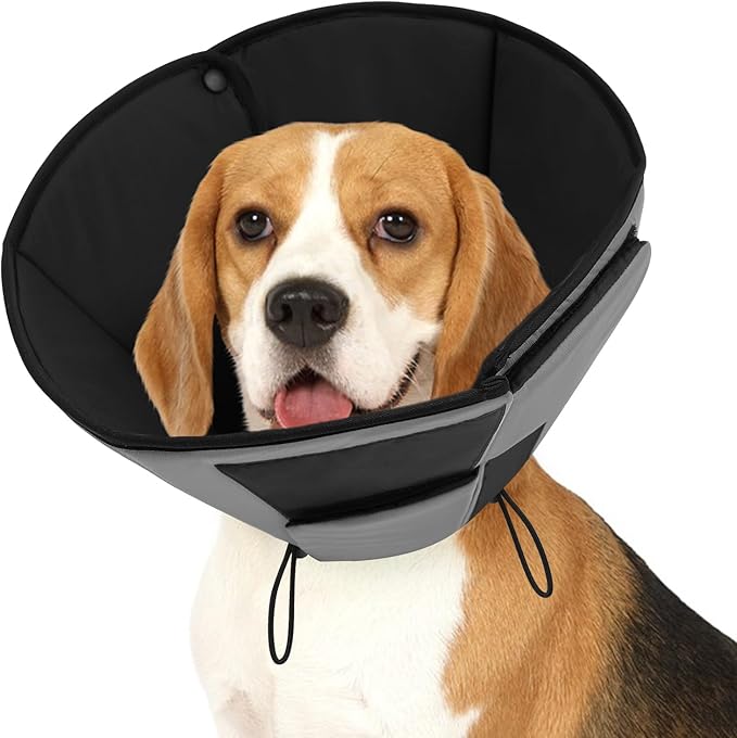 Soft Dog Recovery Cone Collar for Medium Dogs, Dog Cone Alternative for Dogs to Stop Licking, Soft Cone for Dogs, Grey M