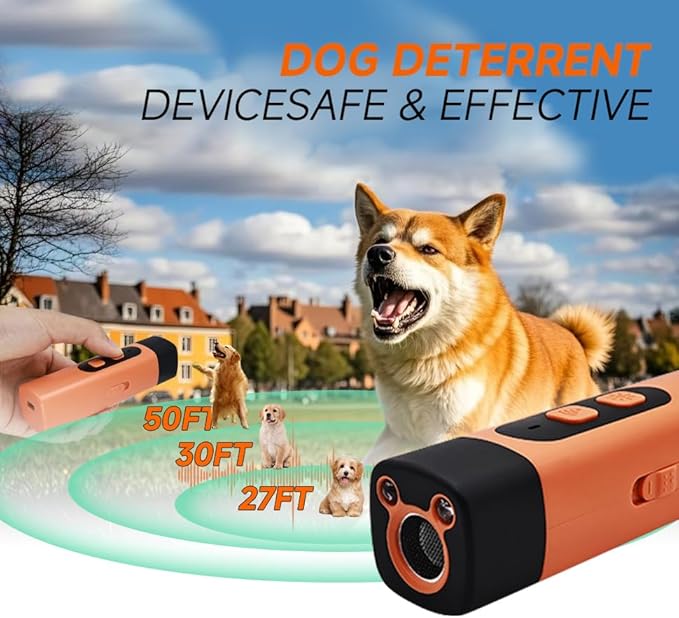 Dog Bark Deterrent Stop Barking Device Convertible Ultrasonic Bark Control Device with LED Flashlight - Ideal for Indoor & Outdoor