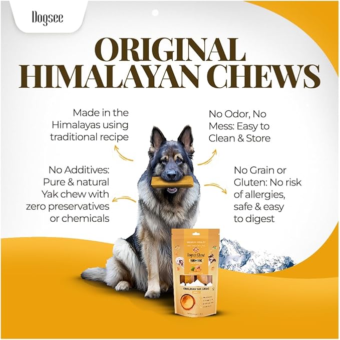 Dogsee Turmeric/Curcumin/Curcuma Flavor Himalayan Yak Milk Dental Treat for Dogs Bulk Pack 3lb (Large - 12 Chews) | Anti-inflammatory | Tasty & Healthy Treats | Natural and Long Lasting