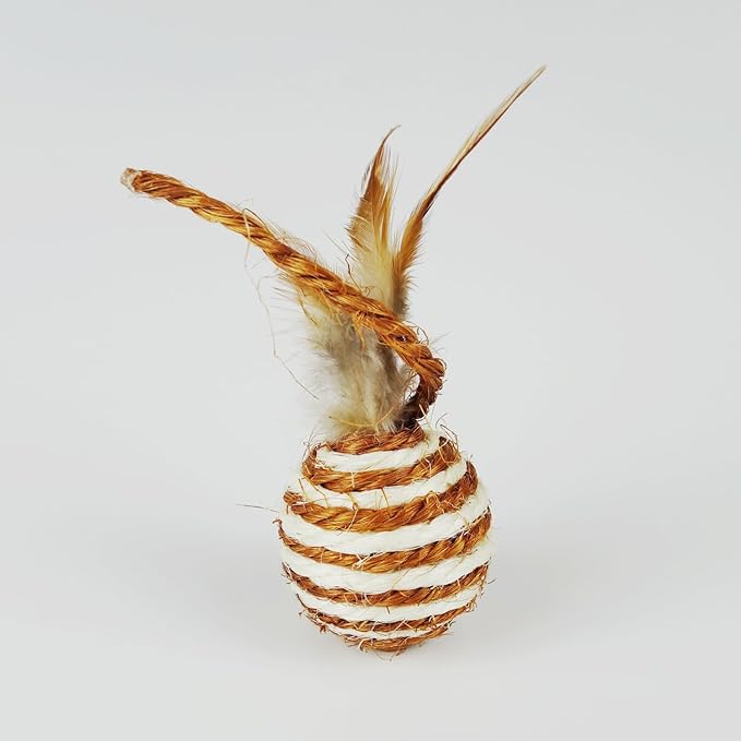 TTcat Cat Toys Set with Sisal Rope & Feathers Ball and Mouse - 2 Pack, Interactive Toys for Indoor Cats,Kittens