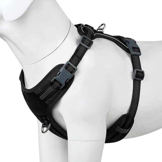 Plutus Pet No Pull Dog Harness, Release at Neck, Soft Padded, Reflective Adjustable Dog Vest Harness for Small, Medium, Large Dogs(Black, S)