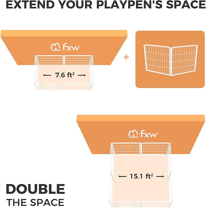 FXW Homeplus Unleashed Indoor Dog Playpen - Stress-Free and Safe Play, Heavy Duty 24 Inch 2 Panels Dog Pen for Puppy and Small Dogs, White│Patented