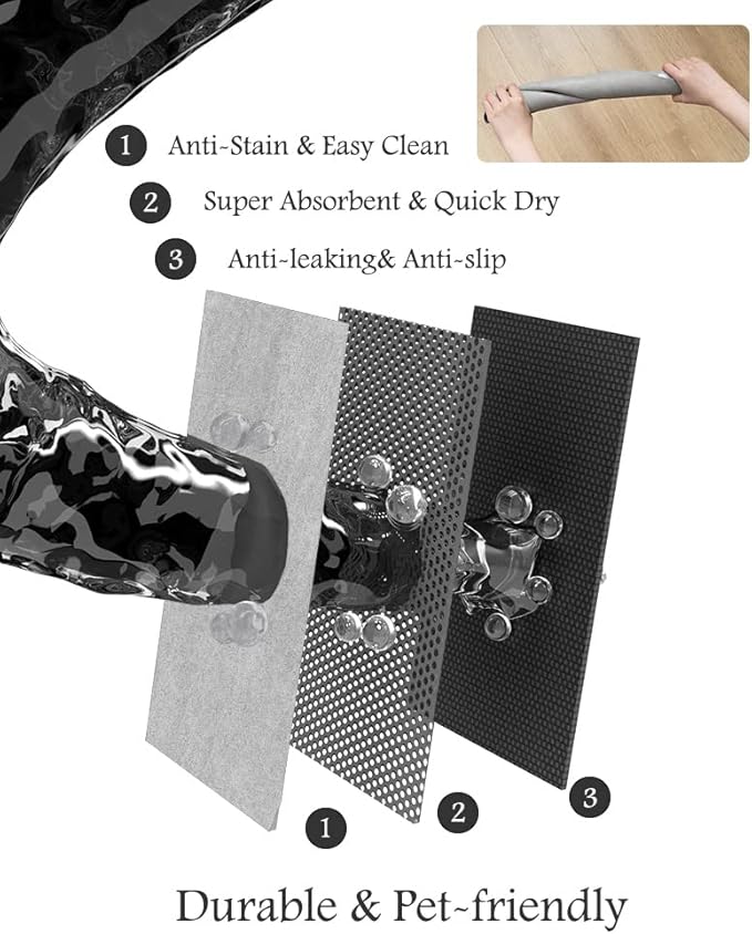 Pet Feeding Mat-Absorbent Dog Mat for Food and Water Bowl-No Stains Quick Dry Water Dispenser Mat-Dog Accessories Pet Supplies-Bowl for Messy Drinkers（LIGHTGREY,16"x24"