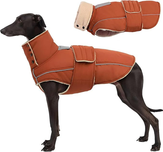 ASENKU Dog Coat & Winter Jacket, Warm Dog Coat for Large Dogs with Reflective, Turtleneck with Button, Waterproof Cold Weather Coats (Red Brown, XL)
