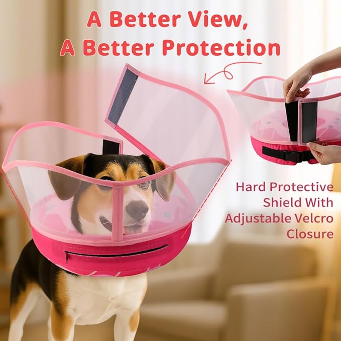 Soft Dog Cone Collar, Inflatable Donut Cones Alternative After Surgery for Large/Medium/Small Dogs to Stop Licking, Elizabethan Neck Ecollars of Shame with Anti-Lick Shield, XL Comfy Pillow Recovery