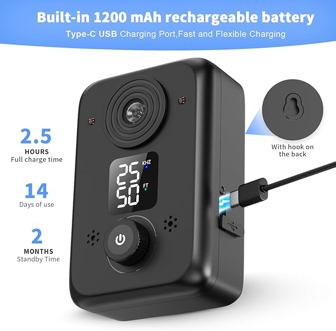 Anti Barking Device for Dogs,50FT Effective Range bark Deterrent Device,3 Modes Rechargeable,Fit All Breeds&Size Dog Black,Medium