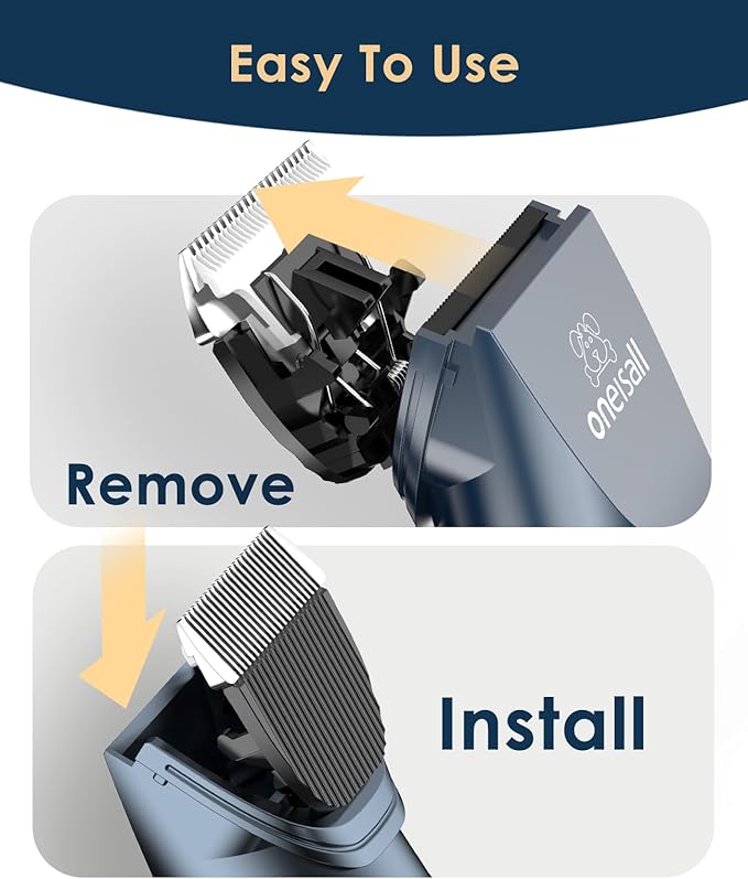 oneisall Quiet Cat Clippers for Matted & Long Hair, 2-Speed Cordless Pet Shaver Grooming Kit for Cats, Small Dogs & Animals (Blue)