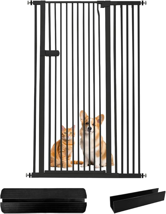 Lumizone Extra Tall Cat Gate 61.02" High Pressure Mounted Extra Wide 2025 New (17 Sizes) 1.37" Gap No Drilling Auto-Close One-Handed Operation Tall Pet Gate for Dogs(Black, 38.39"-42.51"/97.5-107.5CM)