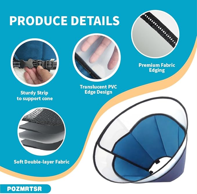 Dog Cone Collar, Pet Cone for Dogs to Stop Licking, Comfy Cones for Large Medium Small Dogs, Soft Cones forDogs After Surgery, Head Neck Elizabethan Collar Blue, SM