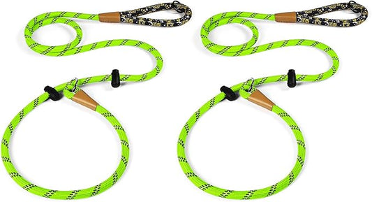 lynxking Slip Lead Dog Leash Reflective, Heavy Duty Comfortable Strong Rope for Large Medium Small Dogs No Pull Pet Training (Light Green, 2PCS Large 1/2in x 6ft)