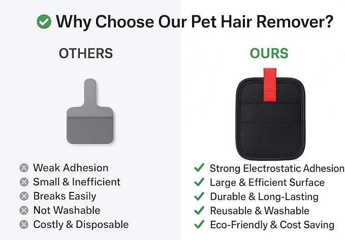 Pet Hair Removal Glove, Reusable Cat Dog Electrostatic Hair Remover Grooming Glove Tool, Upgraded and Thickened Pet Hair Gloves,Pet Hair Remover Tool for Laundry, Couch, Carpet, Car Seat 1 pc