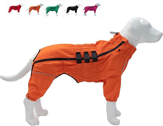 Dogs Waterproof Jacket, Lightweight Waterproof Jacket Reflective Safety Dog Raincoat Windproof Snow-Proof Dog Vest for Pugs English French Bulldog American Pit Bull Orange B-M
