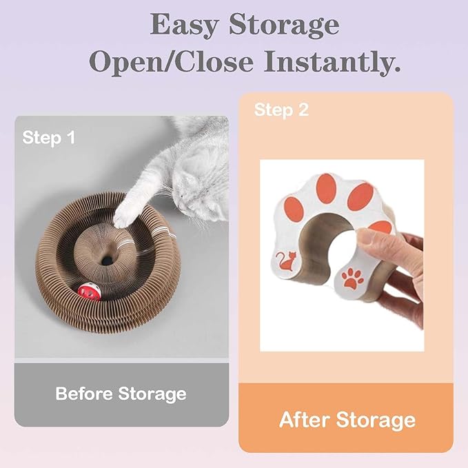 1 PCS Kitty Curlz, a cat Toy Designed specifically for Indoor Cats, is a Magical Accordion-Style cat Scratching Board Toy Equipped with Balls and Bells. (1)