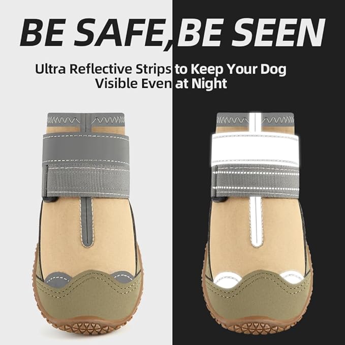 Dog Shoes for Small Dogs, Dog Boots & Paw Protectors for Hardwood Floors, Outdoor Dog Booties for Hot Pavement Winter Snow Hiking, Waterproof Dog Shoes with Reflective Strips Size 2