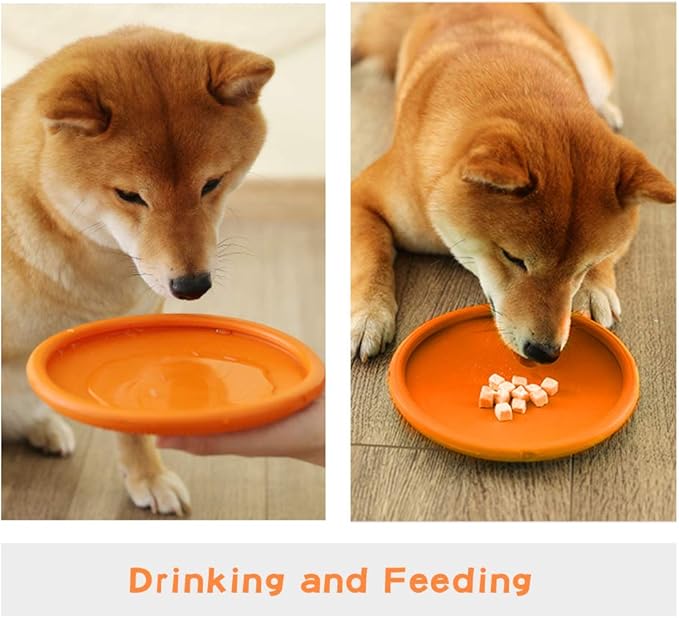 2 Pack Dog Flying Discs 8.7inches Durable Pet Interactive Toys Soft Rubber for Medium Large Breeds Training Outdoor Flight Orange