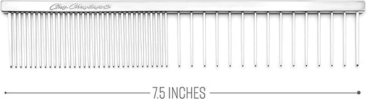 Chris Christensen 003 7.5 in. F/XC Greyhound-Style Butter Comb, Groom Like a Professional, Rounded Corners Prevent Friction and Breakage, Solid Brass Spin with Steel Teeth, Chrome Finish.