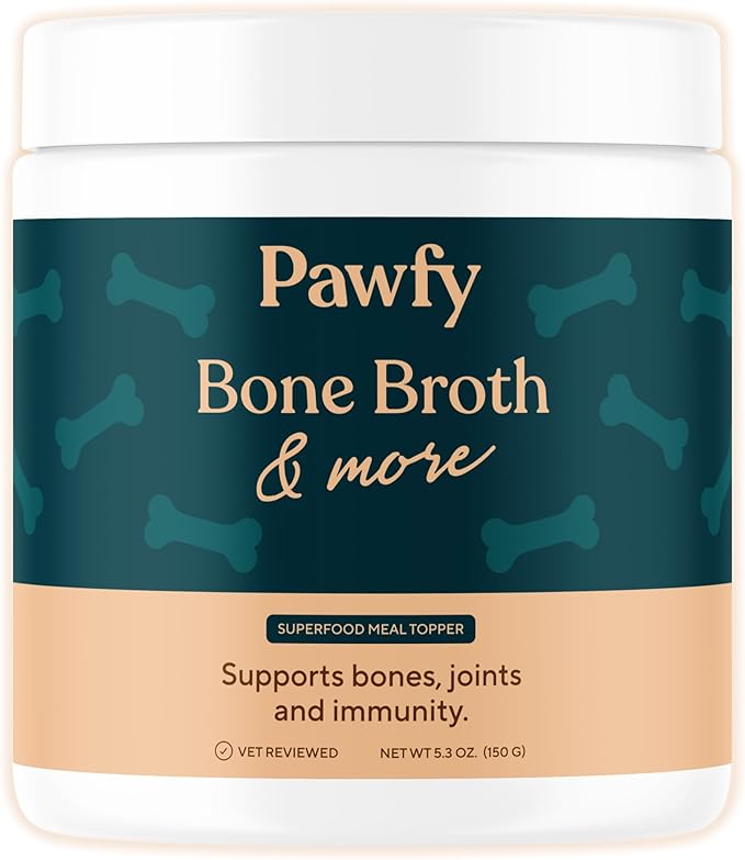 Pawfy Bone Broth for Dogs | Dog Seasoning Powder for Dry Food with Collagen - Supports Joints, Immunity & Digestion | Easy to Serve Bone Meal for Dogs | Unsalted Dog Gravy Topper for Pets