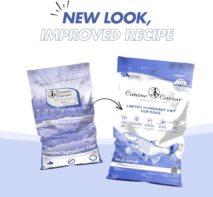 Canine Caviar - Wild Ocean: Herring & Teff Alkaline Dry Dog Food, Limited Ingredients, Gluten-Free, Based on Science & Research, Veterinary Alternative Diet (22 Pound Bag)