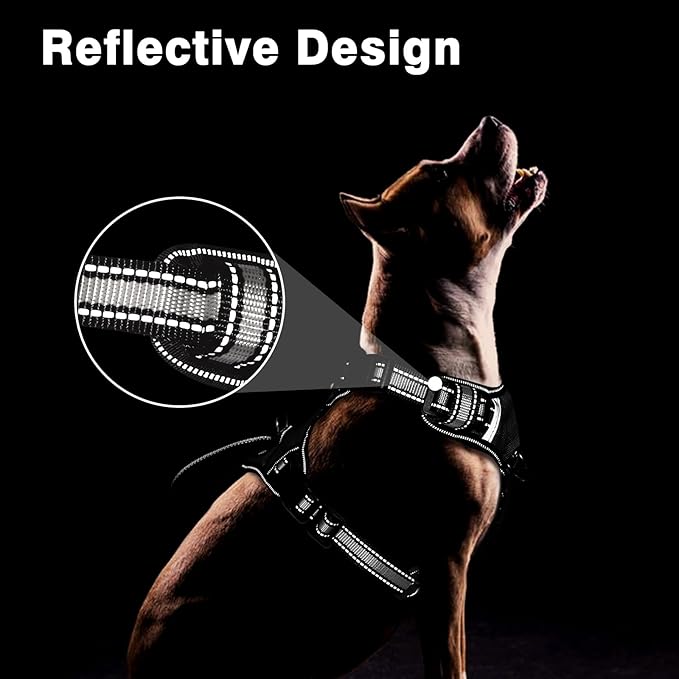 WINSEE Service Dog Vest No Pull Dog Harness with 7 Dog Patches, Reflective Pet Harness with Durable Soft Padded Handle for Training Small, Medium, Large, and Extra-Large Dogs