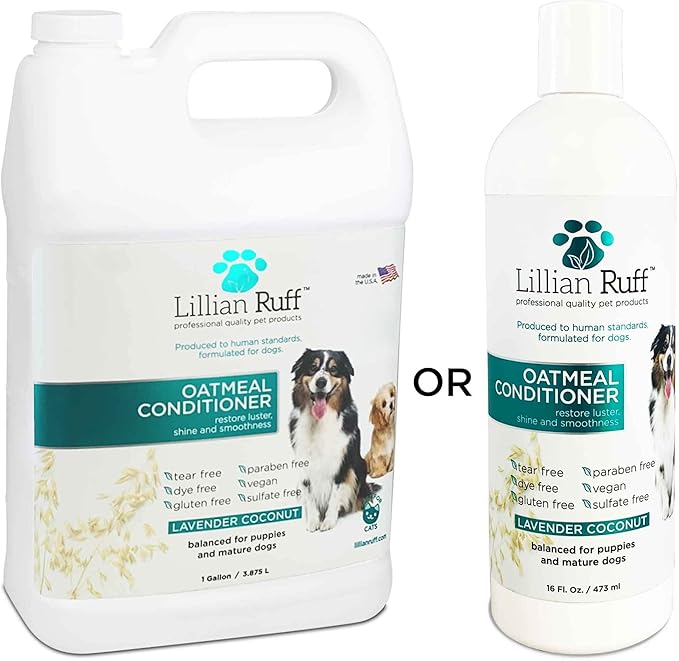 Lillian Ruff PRO Formula Oatmeal Dog Conditioner - Nourishing & Calming Relief for Allergies & Sensitive Skin - Detangles, Softens & Adds Shine with Oatmeal, Coconut Oil & Lavender - USA Made (Gallon)