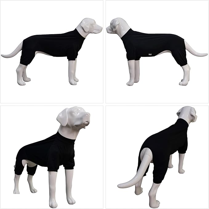 LoveLongLong Dog Jumpsuit with UV Protection and Quick-Dry Fabric for Spring Summer Pet Pajamas Black 3XL