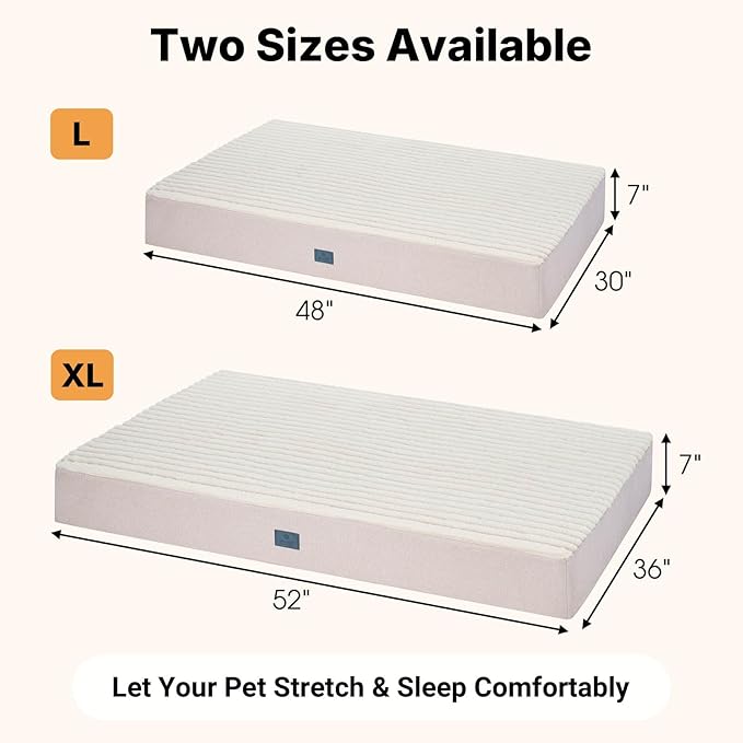 Veehoo Orthopedic Memory Foam Dog Bed, 7 Inch Thick Extra Large Dog Bed XL for Senior Dogs with Ultra-Soft Fluffy Surface, Waterproof Liner, Removable Washable Cover and Non-Slip Bottom, 48"x30"x7"