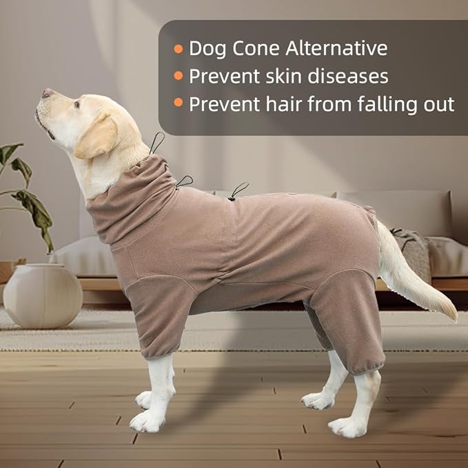 Dog Pajamas for Large Dogs,Extra Large Stretch, Suitable for Adult, Medium-Sized Dogs, Large Pet Jumpsuit Four-Legged Dog Clothes, Pet Clothing. (Coffee Color, 4XL)