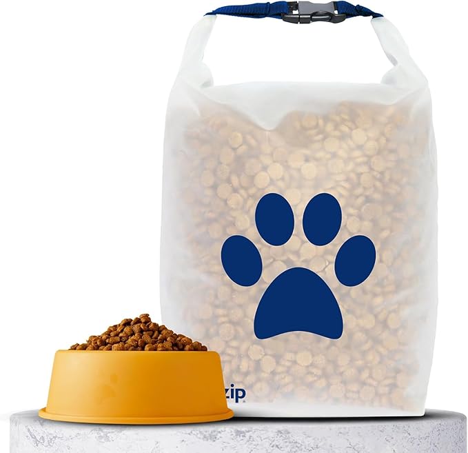 (re)zip Large Roll Top Pet Food Storage Bag 40-Cup, BPA-Free, Food-Grade, Pet-Safe, Freshness Seal for Camping, Travel & Daily Use, Machine Washable, Cobalt Blue