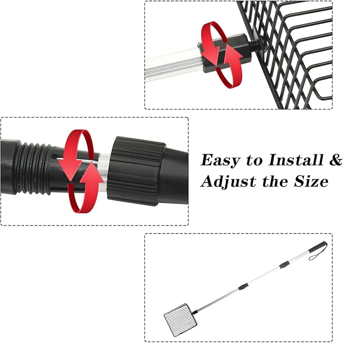 Chicken Poop Scooper, Removable Long Handle Coop Scoop, Adjustable 22.4-41.9 Inches, Chicken Coop Scoop, Can Be Used to Clean Chicken Coops Cat Litter Boxes and Cattle Pens