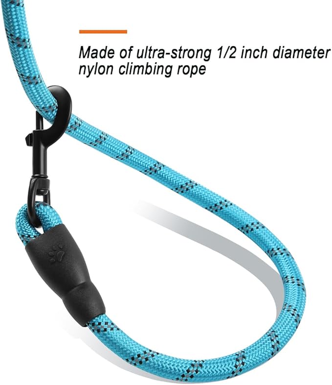 BARKBAY Dog Leashes for Large Dogs Heavy Duty Dog Leash 2 Pack 5 FT with Comfortable Padded Handle Highly Reflective Threads for Medium Large Dogs Walking Training Running (5FT-1/2,Blue+Black)