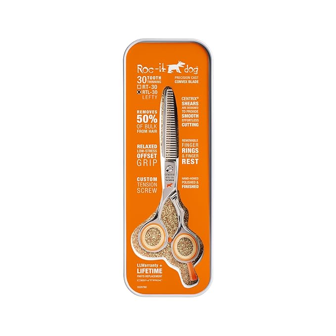 Cricket Centrix Roc-It Dog RTL 30 Lefty Thinning Shear for Hair Cutting, Texturizing, Removing Bulk, Professional, Left Handed