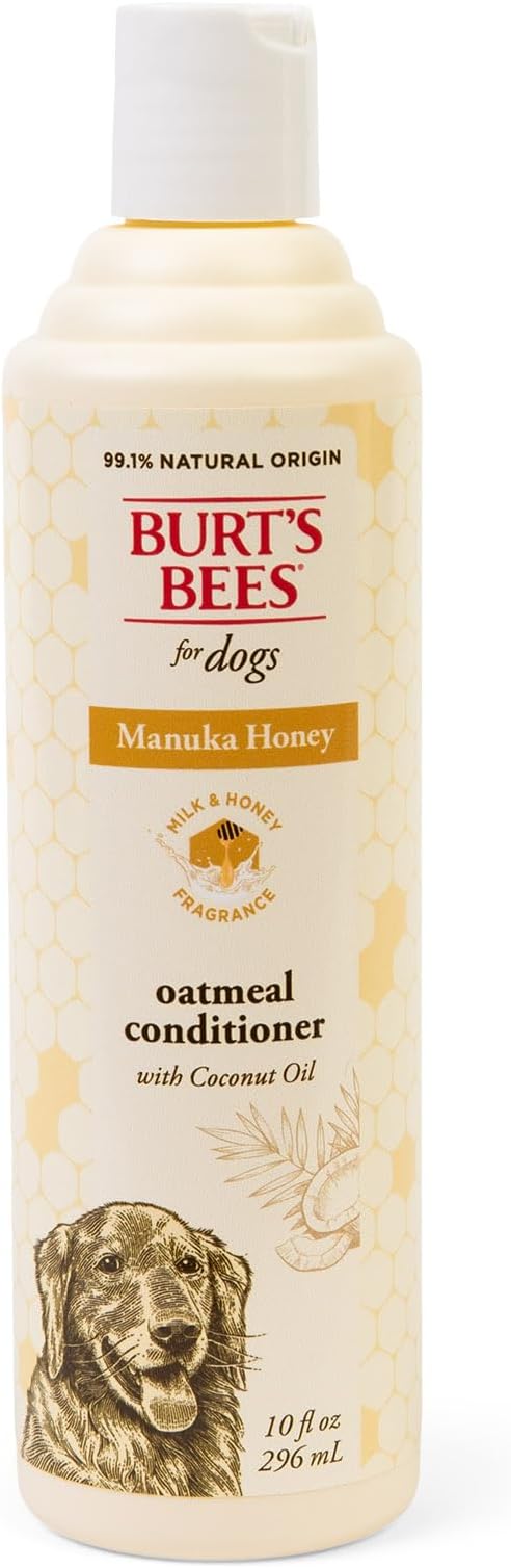 Burt’s Bees Manuka Honey Oatmeal Conditioner for Dogs with Coconut Oil, 10 Fl Oz